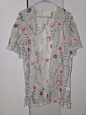 Glance Floral Embroidered Sheer Chemise - Pink Floral
